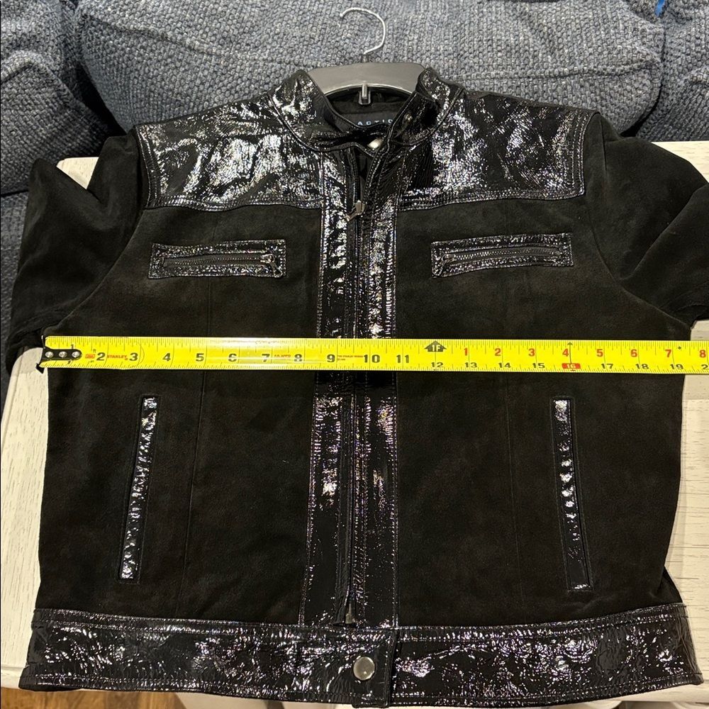 Leather/Suede Kenneth Cole Reaction Women’s 
Glossy Black Leather Suede Jacket - Picture 11 of 13